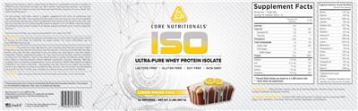 Photo of the Core Nutritionals ISO Lemon Pound Cake label