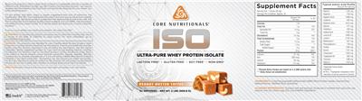 Photo of the Core Nutritionals ISO Peanut Butter Toffee label
