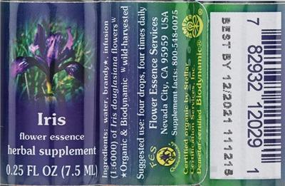 Photo of the Flower Essence Services Iris Flower Essence label