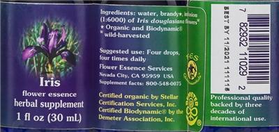 Photo of the Flower Essence Services Iris Flower Essence label