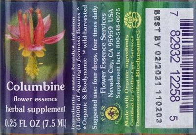 Photo of the Flower Essence Services Columbine Flower Essence label