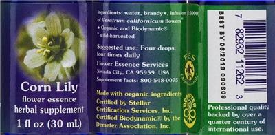 Photo of the Flower Essence Services Corn Lily Flower Essence label