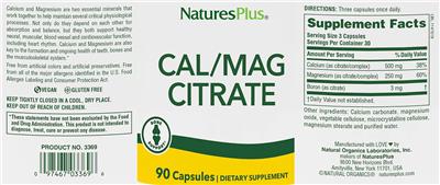 Photo of the NaturesPlus Cal/Mag Citrate label