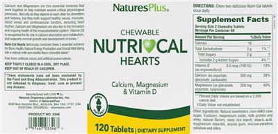Photo of the NaturesPlus Chewable Nutri-Cal Hearts label
