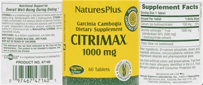 Photo of the NaturesPlus Citrimax 1000 mg label