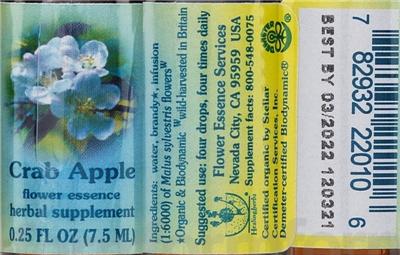 Photo of the Flower Essence Services Crab Apple Flower Essence label