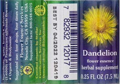 Photo of the Flower Essence Services Dandelion Flower Essence label