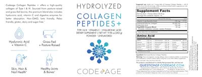 Photo of the Codeage Collagen Peptides + Powder Unflavored label