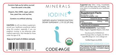 Photo of the Codeage Iodine+ label
