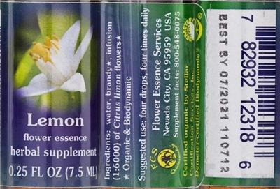 Photo of the Flower Essence Services Lemon Flower Essence label