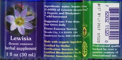Photo of the Flower Essence Services Lewisia Flower Essence label