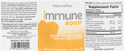 Photo of the NaturesPlus Immune Boost label