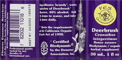 Photo of the Flower Essence Services Deerbrush Flower Essence label