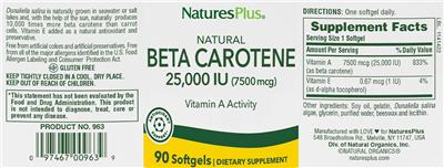 Natural Beta Carotene 25,000 IU (7500 mcg)