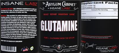 Photo of the The Asylum Cabinet by Insane Labz Glutamine Unflavored label