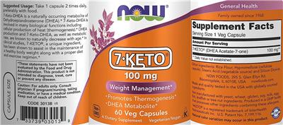Photo of the NOW 7-KETO 100 mg label