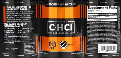 Photo of the Kaged Muscle Patented C-HCl Creatine HCl label