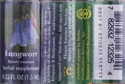 Photo of the Flower Essence Services Lungwort Flower Essence label