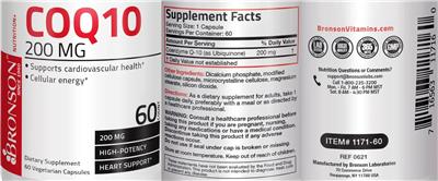 Photo of the Bronson CoQ10 200 mg label