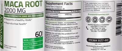 Photo of the Bronson Maca Root 2000 mg label