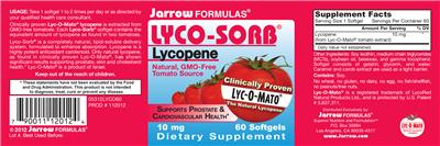 Photo of the Jarrow Formulas Lyco-Sorb 10 mg label