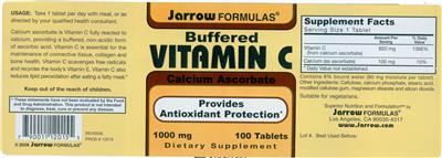 Photo of the Jarrow Formulas Buffered Vitamin C label