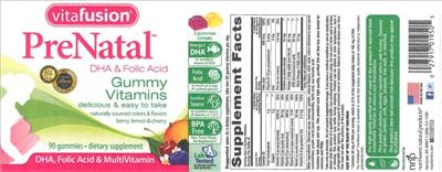 Photo of the vitafusion PreNatal label