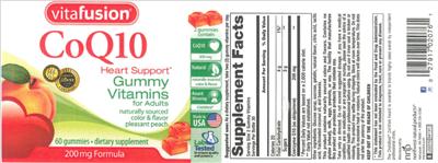 Photo of the vitafusion CoQ10 Pleasant Peach label