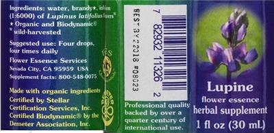 Photo of the Flower Essence Services Lupine Flower Essence label