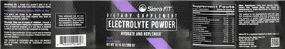 Product label for Electrolyte Powder Grape
