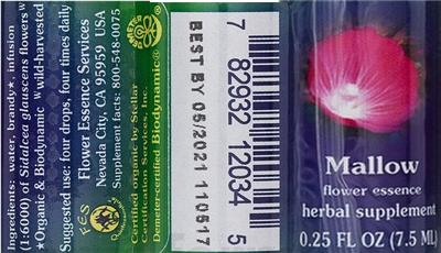 Photo of the Flower Essence Services Mallow Flower Essence label