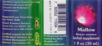 Photo of the Flower Essence Services Mallow Flower Essence label