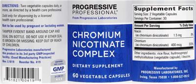 Photo of the Progressive Professional from Progressive Laboratories Chromium Nicotinate Complex label