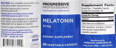 Photo of the Progressive Professional from Progressive Laboratories Melatonin 20 mg label