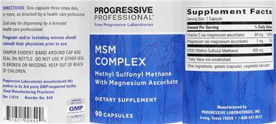 Photo of the Progressive Professional from Progressive Laboratories MSM Complex label