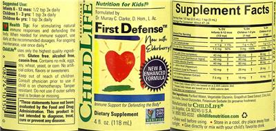 Photo of the ChildLife Essentials First Defense label