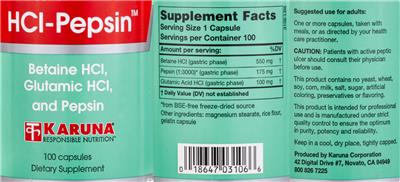 Photo of the Karuna HCl-Pepsin label