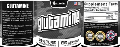 Photo of the Millecor Glutamine label
