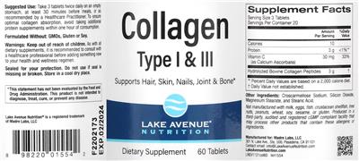 Photo of the Lake Avenue Nutrition Collagen Type I & III label