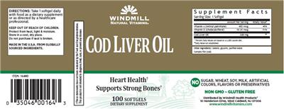 Photo of the Windmill Natural Vitamins Cod Liver Oil label