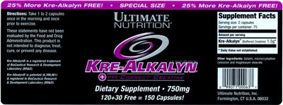 Photo of the Ultimate Nutrition Kre-Alkalyn label