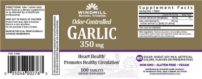 Photo of the Windmill Natural Vitamins Odor-Controlled Garlic 350 mg label