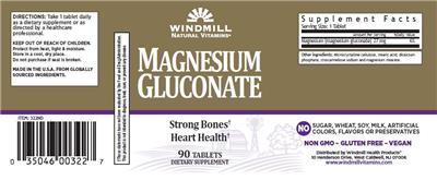 Photo of the Windmill Natural Vitamins Magnesium Gluconate label