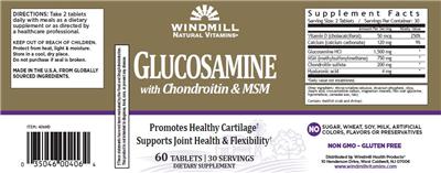 Photo of the Windmill Natural Vitamins Glucosamine with Chondroitin and MSM label