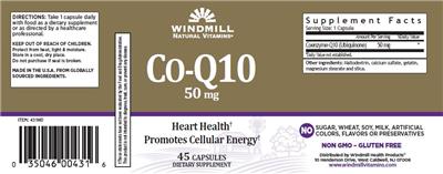 Photo of the Windmill Natural Vitamins Co-Q10 50 mg label