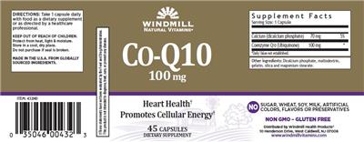 Photo of the Windmill Natural Vitamins Co-Q10 100 mg label
