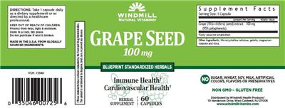 Photo of the Windmill Natural Vitamins Grape Seed 100 mg label