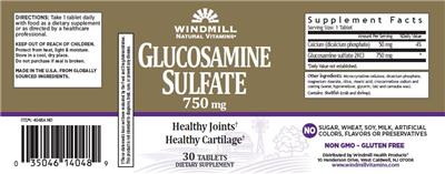 Photo of the Windmill Natural Vitamins Glucosamine Sulfate 750 mg label