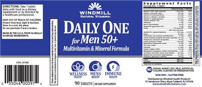 Photo of the Windmill Natural Vitamins Daily One for Men 50+ label