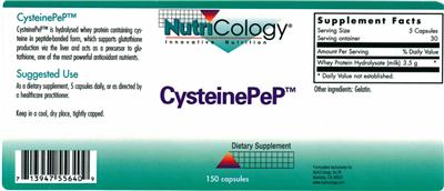 Photo of the NutriCology CysteinePep label